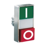 8LM2TBL7223 Толкатель двойной кнопки нажатия с возможностью установки подсветки, в металлическом корпусе, без фиксации, с 1 выст. и 1 утапл. кнопками, (без крепеж.основания...AU120), цвет кнопок: зеленый/красный, символы "I" и "O" preview