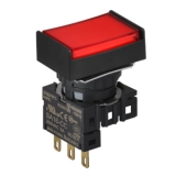 S16PRT-H3RC12 RED/1C/LED 12V Кнопочный выключатель, прямоугольный, 16 мм