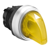 LPCSL1305 Переключатель с подсветкой пластиковый с короткой ручкой (без крепежного основания ..AU120), 3 положения с фиксацией 1-0-2, цвет желтый