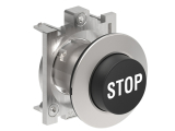 LPFB2132 Толкатель кнопки металлический d=30 мм, с тонким профилем, выступающий, без фиксации, цвет черный, (без крепежного основания LPXAU 120M) символ STOP