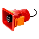 MSP-LPM-01(R) 12VDC Электронная рупорная сирена, монтаж в панель, размер 110 мм х 88 мм х 135 мм; питания 12VDC, звуковое давление 110 + 5 дБ, IP65, цвет красный