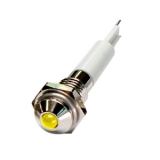 M06R-03Y LED-индикатор, монтаж на панель под d=6мм, жёлтый, выступающая головка (хромированная латунь), питание 3VDC, IP60