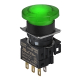 S16BR-H3GC12 GREEN/1C/LED 12V Грибовидная кнопка, 16 мм