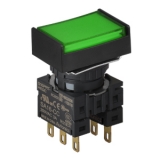 S16PRT-H3G2C24 GREEN/2C/LED 24V Кнопочный выключатель, прямоугольный, 16 мм