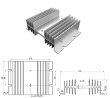 РТР062.1 Радиатор однофазный до 60А, Тепловое сопротивление, RthSA °C/Вт  1,35, размер 44×110×50 мм, Вес 405 г.
