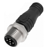 QE12-W5F Разъем прямой M12, 5pin, папа (штекер), медно-никелевый сплав + PVC; 250VAC/DC, IP67, под кабель 4…8мм, винтовые зажимы, -40˚С…85˚С preview