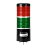 MP8C-F2FF-RG-B Светосигнальная колонна d=86мм, монтаж на шпильках 3×M5, осн. корп. 73мм (пластик чёрного цвета), 2 модуля (LED) пост./мигающ. свечения: красный/зелёный, питание 90…240VAC, IP65