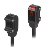 BTS1M-TDTD-P Сверхкомпактный 2-х компоентный фотодатчик, Метод изм - на просвет,  Раст сраб. до 1 метра; Объект непрозрач. d=2мм; Питание 12-24VDC; Режим сраб.- на затемнение. PNP выход. каб 2 метра.