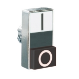 8LM2TB7224 Толкатель двойной кнопки нажатия, в металлическом корпусе, без фиксации, с 1 выступающей и 1 утапливаемой кнопками, (без крепежного основания ..AU120), цвет кнопок: белый/черный, символы I-O preview