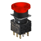 S16BR-H3R2C12 RED/2C/LED 12V Грибовидная кнопка, 16 мм