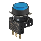 S16PR-E1BC BLUE/1C Кнопочный выключатель, круглые, позиция: 16 мм,тип ограждения: выступающие, тип эксплуатации: возврат, синий, блок контактов: контакт С:1