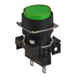 L16RR-EG24 Сигнальная лампа круглая, монтажное отверстие: d=16 мм, плафон: выступающий, цвет: зеленый, блок индикации: питание 24VDC