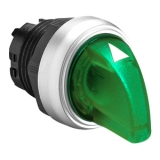 LPCSL1203 Переключатель с подсветкой пластиковый с короткой ручкой (без крепежного основания ..AU120), 2 положения с фиксацией 0-1 зеленый