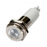 H16F-24W LED-индикатор повышенной яркости, монтаж на панель под d=16мм, белый, плоская головка (хромированная латунь), питание 24VDC, IP60