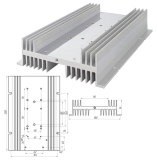 РТР037 Радиатор трехфазный до 80А, Тепловое сопротивление, RthSA °C/Вт  0,44,   размер  260×180×54 мм, Вес 1400 г