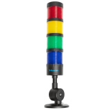 PVO1-424F-RYGB Светодиодная сигнальная колонна Raventek, диаметр 64 мм, Режим свечения - постоянное с зуммером, 4 цвета RYGB  (красный, желтый, зеленый, синий), питание 24VDC, универсальное крепление с изменением угла наклона, IP65, кабель 2м