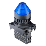 L2RR-L2B Сигнальная лампа круглая, монтажное отверстие: d=22/25 мм, плафон: конусообразный(выступающий), цвет: синий, маркировка: нет(без текста), корпус сигнальной лампы (БЕЗ блока индикации)