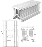 РТР040 Радиатор трехфазный до 250А, Тепловое сопротивление, RthSA °C/Вт  0,25,   размер  300×125×135 мм, Вес 5000 г