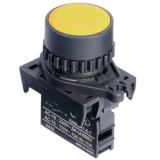 S2PR-P1Y, Кнопки нажатия круглая без подсветки, выступающий тип, диаметр 22/25мм, цвет желтый, (без блоков контактов)