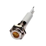 H06F-24Y LED-индикатор повышенной яркости, монтаж на панель под d=6мм, жёлтый, плоская головка (хромированная латунь), питание 24VDC, IP60
