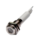 H06F-12W LED-индикатор повышенной яркости, монтаж на панель под d=6мм, белый, плоская головка (хромированная латунь), питание 12VDC, IP60