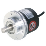 E58SC10-500-3-T-24 Энкодер инкрементальный, корп.58 мм, с зажимным фланцем, с выступ. вал d = 10 мм, разрешение - 500 имп., T - выход комплементарный NPN или PNP, 3 фазы (A, B, Z), питание DC12-24V, кабель 2 м