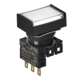 S16PRT-H1WC WHITE/1C Кнопочный выключатель, прямоугольные, позиция: 16 мм,тип ограждения: с ограждением с 2 сторон, тип эксплуатации:возврат, белый, Блок контактов: контакт С:1