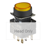 S16PR-E4Y Кнопочный выключатель, круглый, 16 мм, выступающие, с фиксацией (с возможностью исп. подсветки), без блока контактов, цвет Желтый