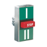 8LM2TB7345 Толкатель тройной кнопки нажатия, в металлическом корпусе, без фиксации, (без крепежного основания ..AU120), символы "I-STOP-II" preview