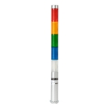 PLDMF-502-RYGBC Светосигнальная колонна d=25мм, монтаж винтовым креплением M20, осн. корп. 100мм (алюминий), 5 модулей (LED) пост./мигающ. свечения: красный/жёлтый/зелёный/синий/прозрачный, питание 24VAC/DC, IP52