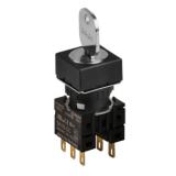 S16KRS-3EK2C 2(R-0-R)/C/2C Селекторный переключатель с ключом, квадратный, 16 мм