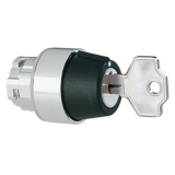 8LM2TS380G504 Переключатель с ключом в металлическом корпусе, (без крепежного основания ..AU120),  1>0-2 положение влево без фиксации, положение вправо с фиксацией, Точка извлечения ключа в правом положении