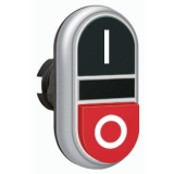 LPCB7222 Двойная кнопка нажатия, 1 выступ. и 1 плоская кнопка с пружинным возвратом, цвет черный/красный, символы I-O preview