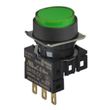 S16PR-E3GC12 GREEN/1C/LED 12V Кнопочный выключатель, круглый, 16 мм