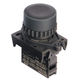 S2PR-P1K, Кнопки нажатия круглая без подсветки, выступающий тип, диаметр 22/25мм, цвет черный, (без блоков контактов)