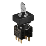 S16KRT-2DK2C 2(0-S)/R/2C Селекторный переключатель с ключом, прямоугольный, 16 мм