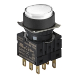 S16PR-E2W3C WHITE/3C Кнопочный выключатель, круглый, 16 мм