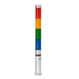 PLDMF-401-RYGB Светосигнальная колонна d=25мм, монтаж винтовым креплением M20, осн. корп. 100мм (алюминий), 4 модуля (LED) пост./мигающ. свечения: красный/жёлтый/зелёный/синий, питание 12VAC/DC, IP52