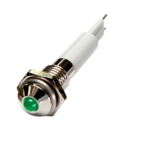 M06R-03G LED-индикатор, монтаж на панель под d=6мм, зелёный, выступающая головка (хромированная латунь), питание 3VDC, IP60