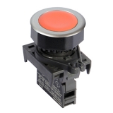 S3PF-P1R Толкатель кнопки утопленный тип, под отверстие d=30 мм, цвет кнопки - красный, (БЕЗ БЛОКОВ КОНТАКТОВ)