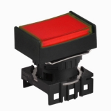 S16PRT-H4R RED Кнопочный выключатель, прямоугольные, позиция: 16 мм,тип ограждения: с ограждением с 2 сторон, тип эксплуатации: фиксируемый (с подсветкой), красный
