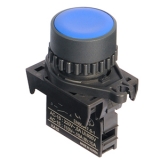 S2PR-P1B Кнопка нажатия круглая без подсветки, выступающий тип, диаметр 22/25мм, цвет синий, (без блоков контактов)
