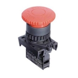 S2ER-E3RB, Кнопка грибовидная под отверстие d=22/25. Короткая головка d=40, блокировка при нажатии, сброс при повороте. 1 НЗ контакт