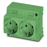 EO-CF/UT/LED/DUO/GN Двойная розетка, Схема расположения контактов тип CF, Винтовые зажимы, Индикатор, зеленый, для монтажа на несущую рейку и в интерфейсе обслуживания или прямого монтажа, 250 В AC, 16 A, -20 °C, 60 °C, VDE 0620-1