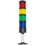 PVO2-424F-RYGB Светодиодная сигнальная колонна Raventek, диаметр 64 мм, Режим свечения - постоянное с зуммером, 4 цвета RYGB  (красный, желтый, зеленый, синий), питание 24VDC, установка на горизонтальную поверхность, IP65, кабель 2м
