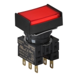 S16PRT-H4R2C12 RED/2C/LED 12V Кнопочный выключатель, прямоугольный, 16 мм