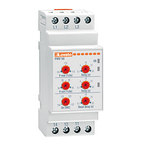 PMV50 A575  Реле напряжения для трехфазной сети без нейтрали, Функции: мин. и макс. напряж. переменного тока. задержка сраб.,  послед. и обрыв фаз. 380-575VAC