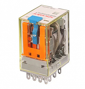 RKF4CO220LTD1 Реле промежуточное, 4 перекидных контакта, 6A (250VAC/30VDC), 220VDC, мех. индикация, тест-кнопка с блокировкой, диод +A1/-A2, LED