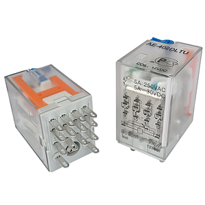AE-402DLTU Реле 5А, 4С, катушка 12VDC, светодиод + тестовая кнопка