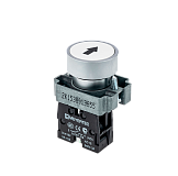 MTB2-BAZ11334 Кнопка плоская с маркировкой, белая, знак "стрелка вверх", 1NO, мет.